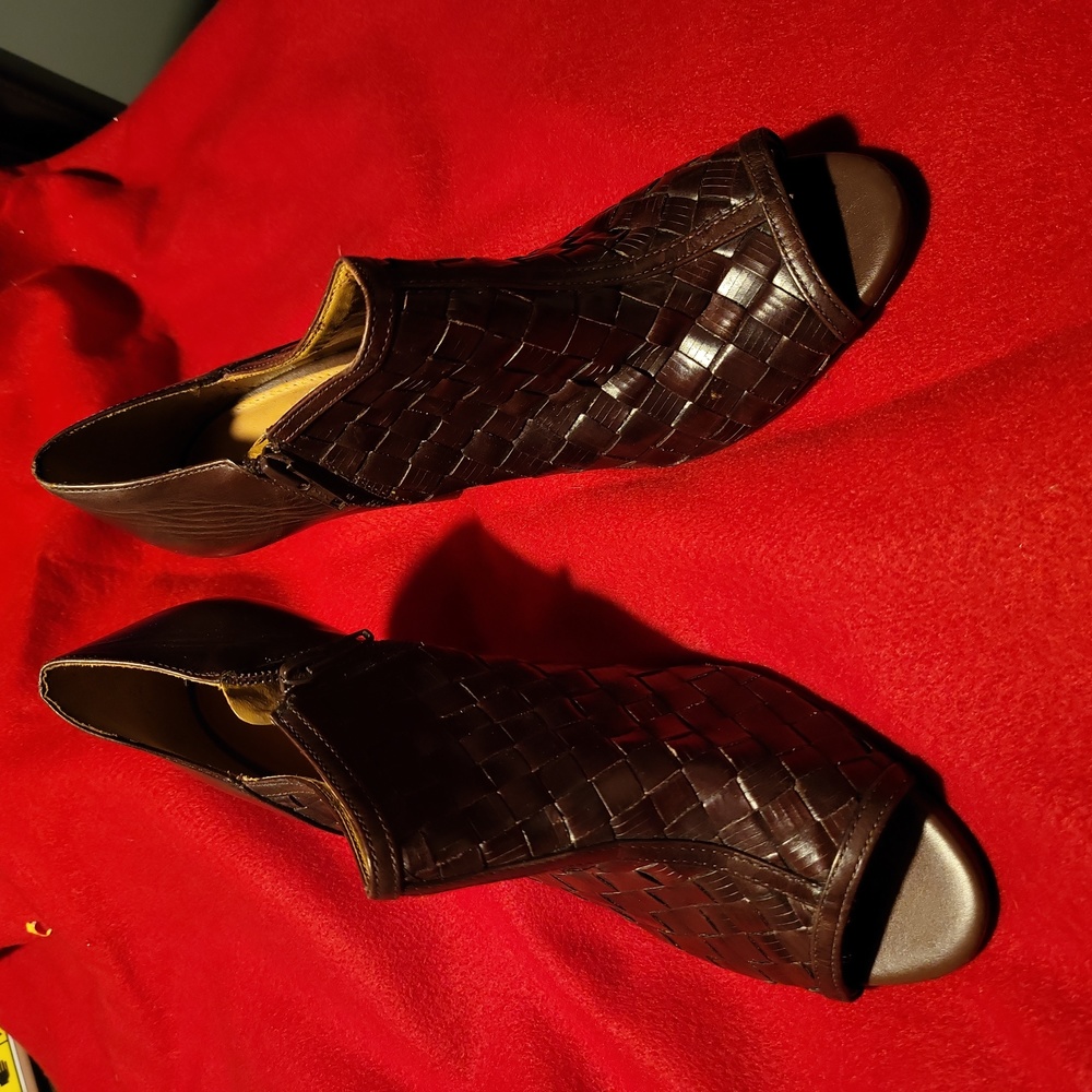 Antonio Melani Brown Open Toe Booties